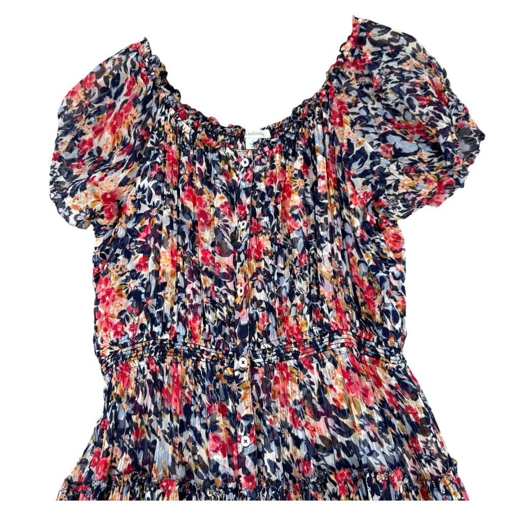 Sundance Clarisse Floral Dress Small Midi Tiered Smocked Waist Cottagecore Boho - Picture 3 of 9